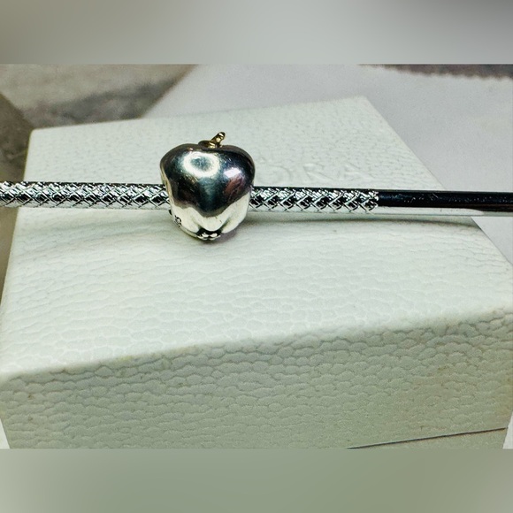 Authentic Retired Pandora Apple of My Eye Two Tone 14k & S925 Ale Charm - Picture 13 of 14